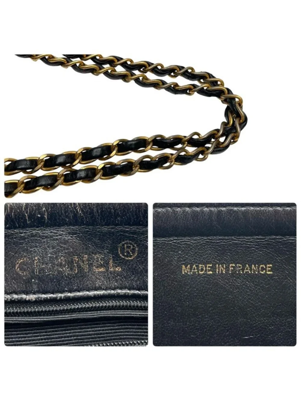 Chanel Lambskin Quilted Chain Shoulder Bag Black